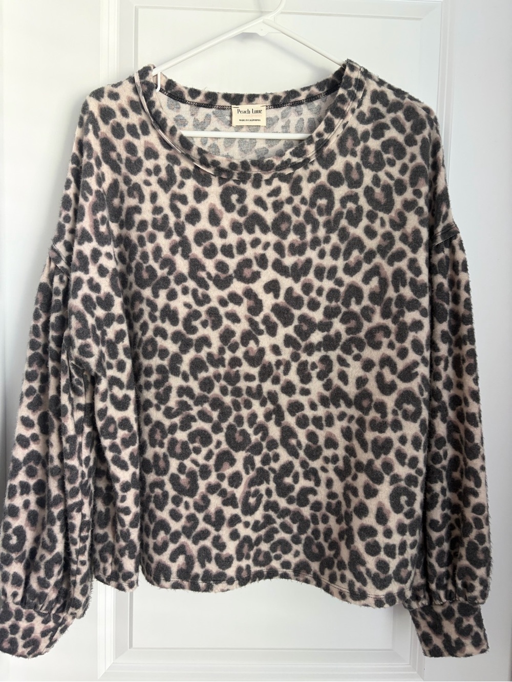 Peach Love California Black and Tan Leopard Crewneck Sweater